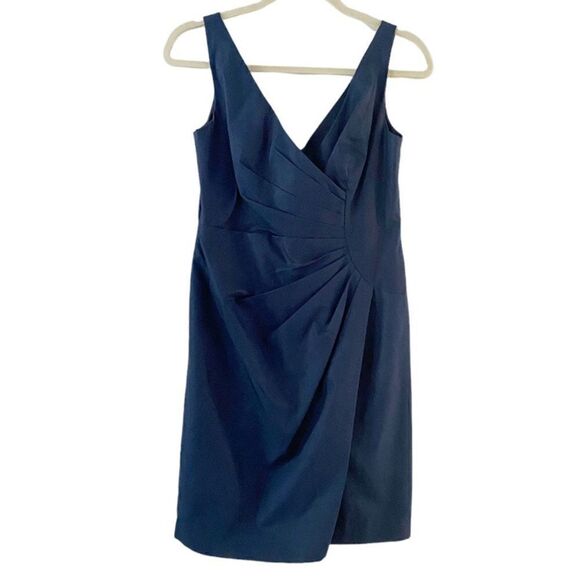 J. Crew Navy V -Neck Wrap Mini Dress Size 2 business casual excellent condition - Picture 2 of 11